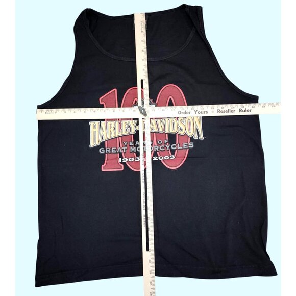 Harley-Davidson 100th Anniversary Black Sleeveless Tank Milwaukee WI 1903-2003 - Picture 5 of 5